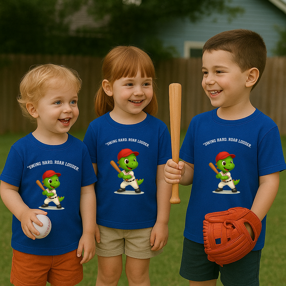 Thumbnail: Toddler Tee — Cute Dino Baseball "Swing Hard, Roar Louder" ⚾🔥