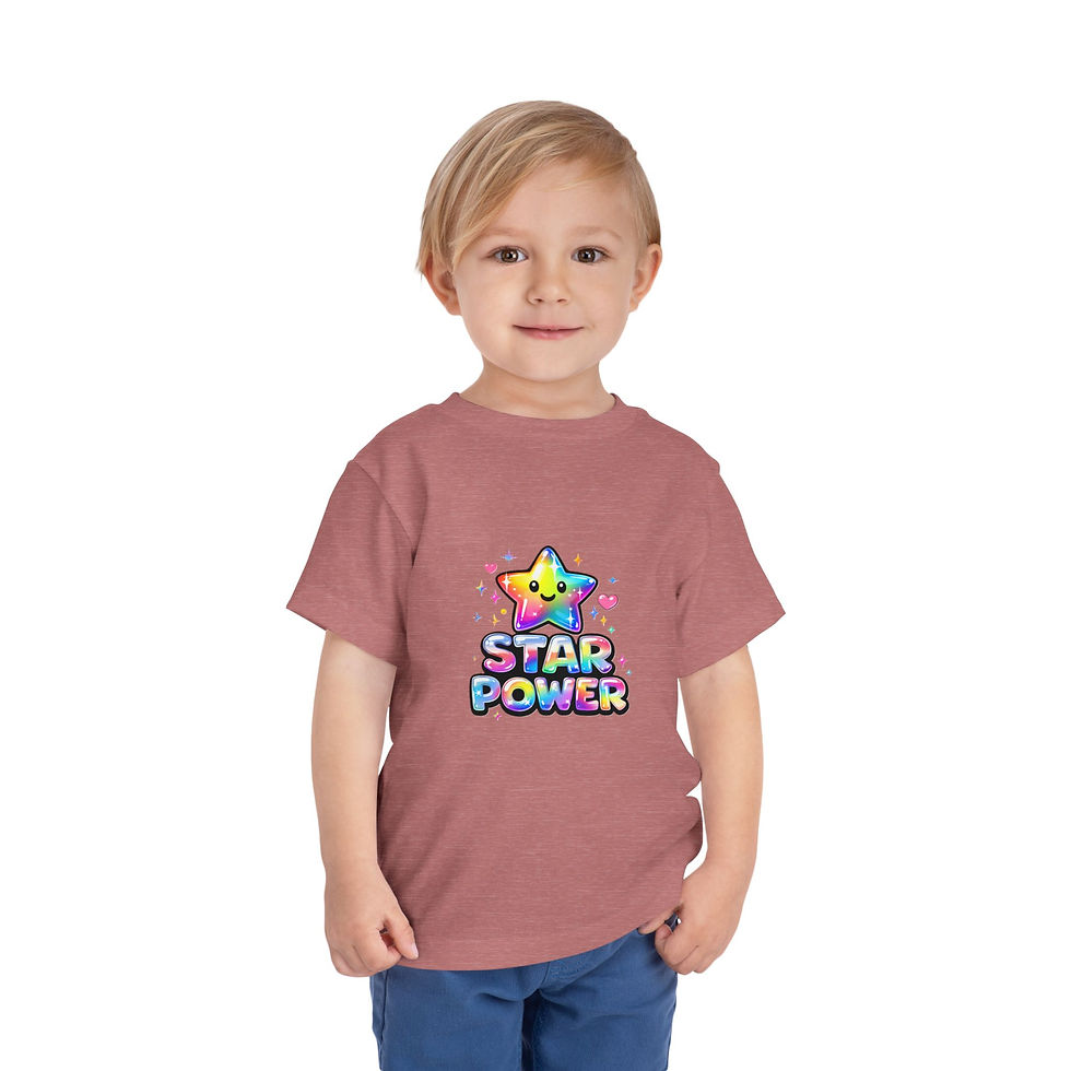 Thumbnail: Toddler Tee — Rainbow 'Star Power' Kawaii Star Graphic