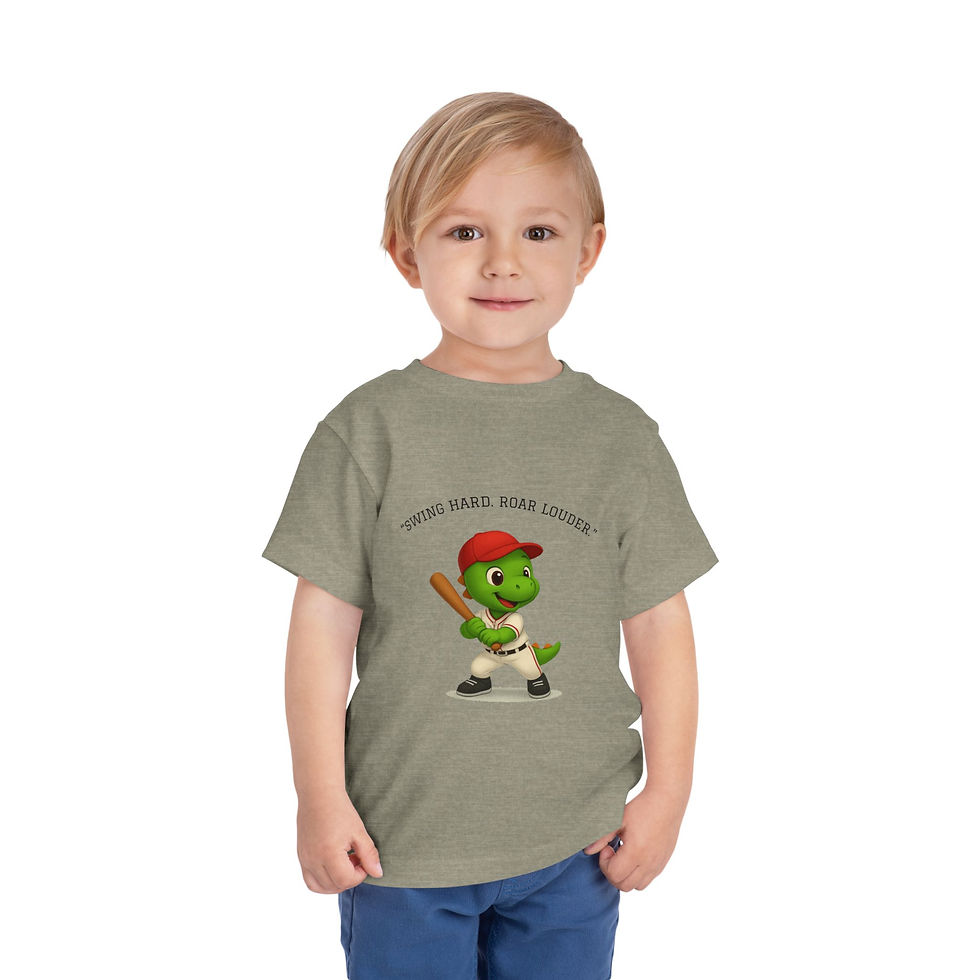 Thumbnail: Toddler Tee — Cute Dino Baseball "Swing Hard, Roar Louder" ⚾🔥