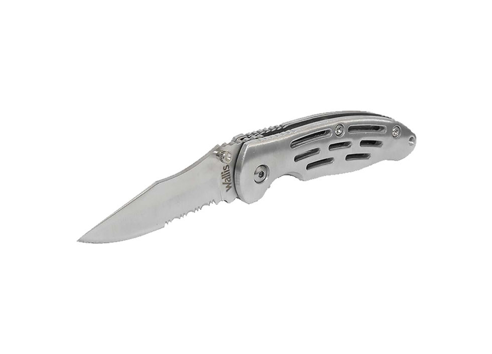 Miniatura: Navaja de bloqueo manual, hoja lisa-sierra de 6.5 cm, mango metal con clip
