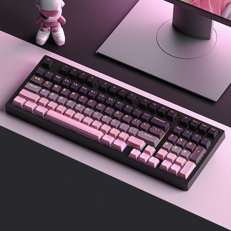 Thumbnail: Black Pink Gradient Keycaps For Cherry Mx Switch Mechanical Keyboard OEM Profile