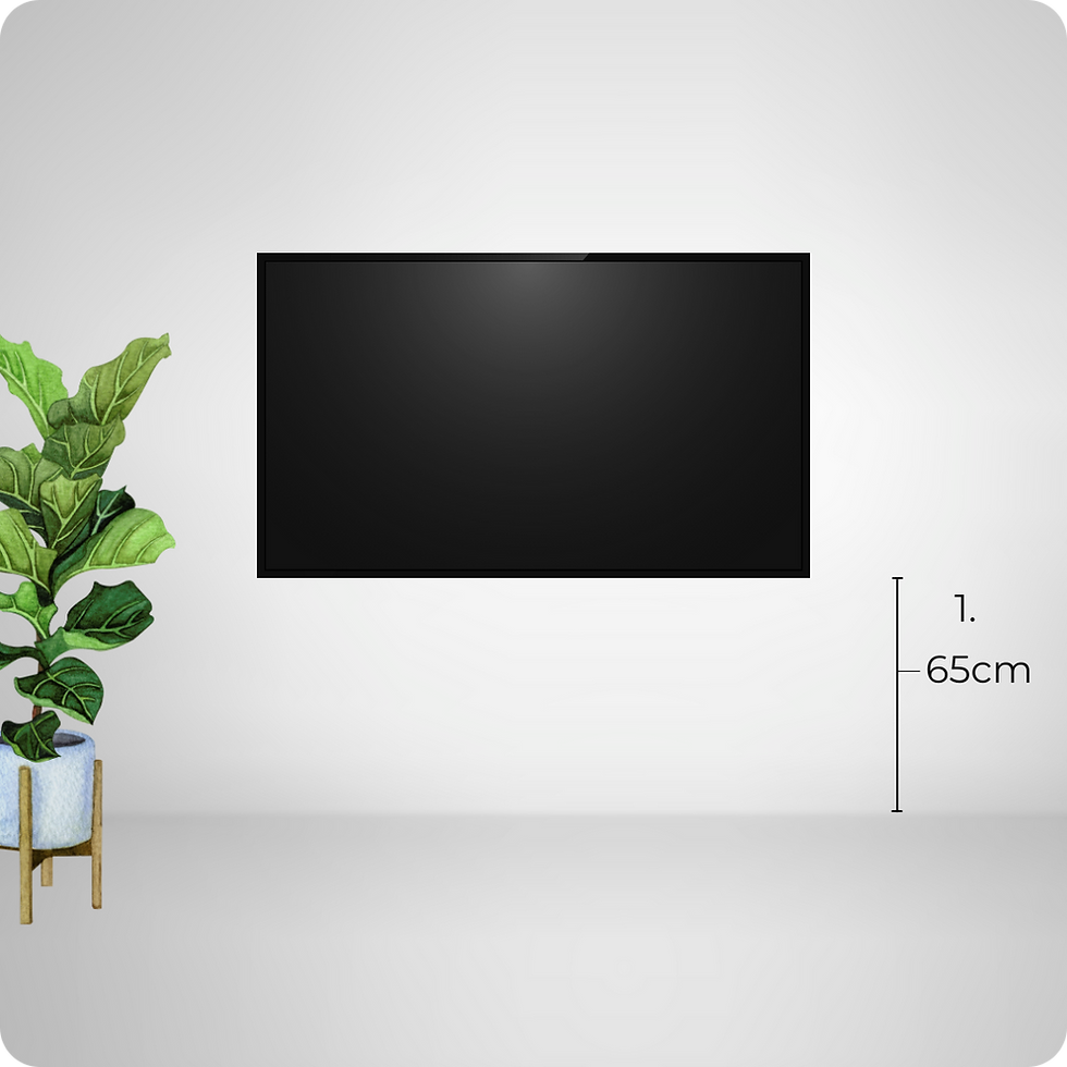 Example of optimal TV mounting height above a freestanding TV unit or cabinet, ensuring balanced aesthetics and comfortable viewing.
