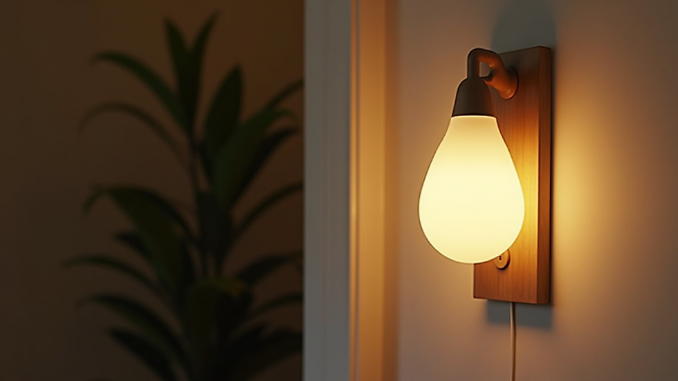 Close-up view of a stylish wall sconce illuminating a cozy nook