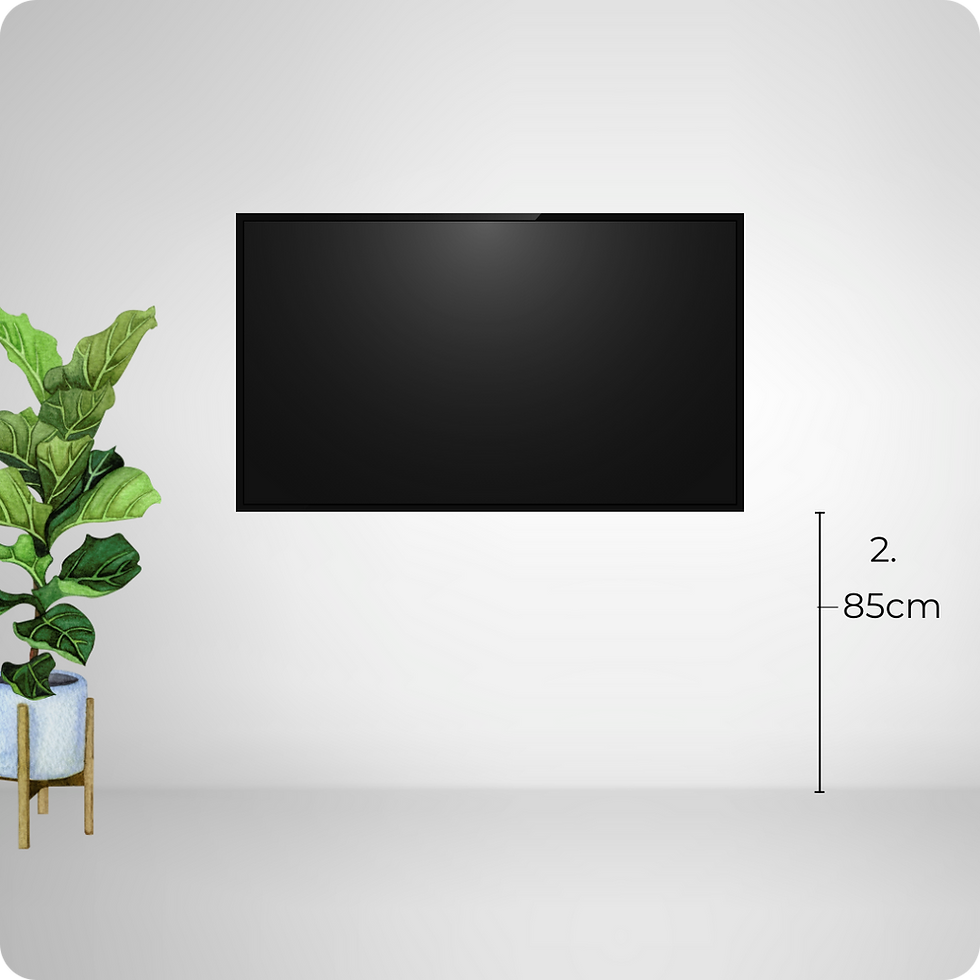 Example of optimal TV mounting height above a freestanding TV unit or cabinet, ensuring balanced aesthetics and comfortable viewing.