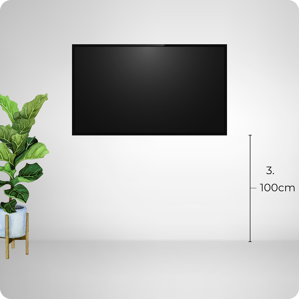 Example of optimal TV mounting height above a freestanding TV unit or cabinet, ensuring balanced aesthetics and comfortable viewing.