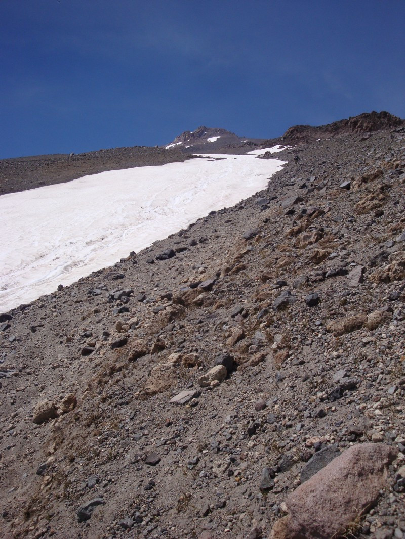 The foot of the small snowfield, right after my encounter with the lone climber.