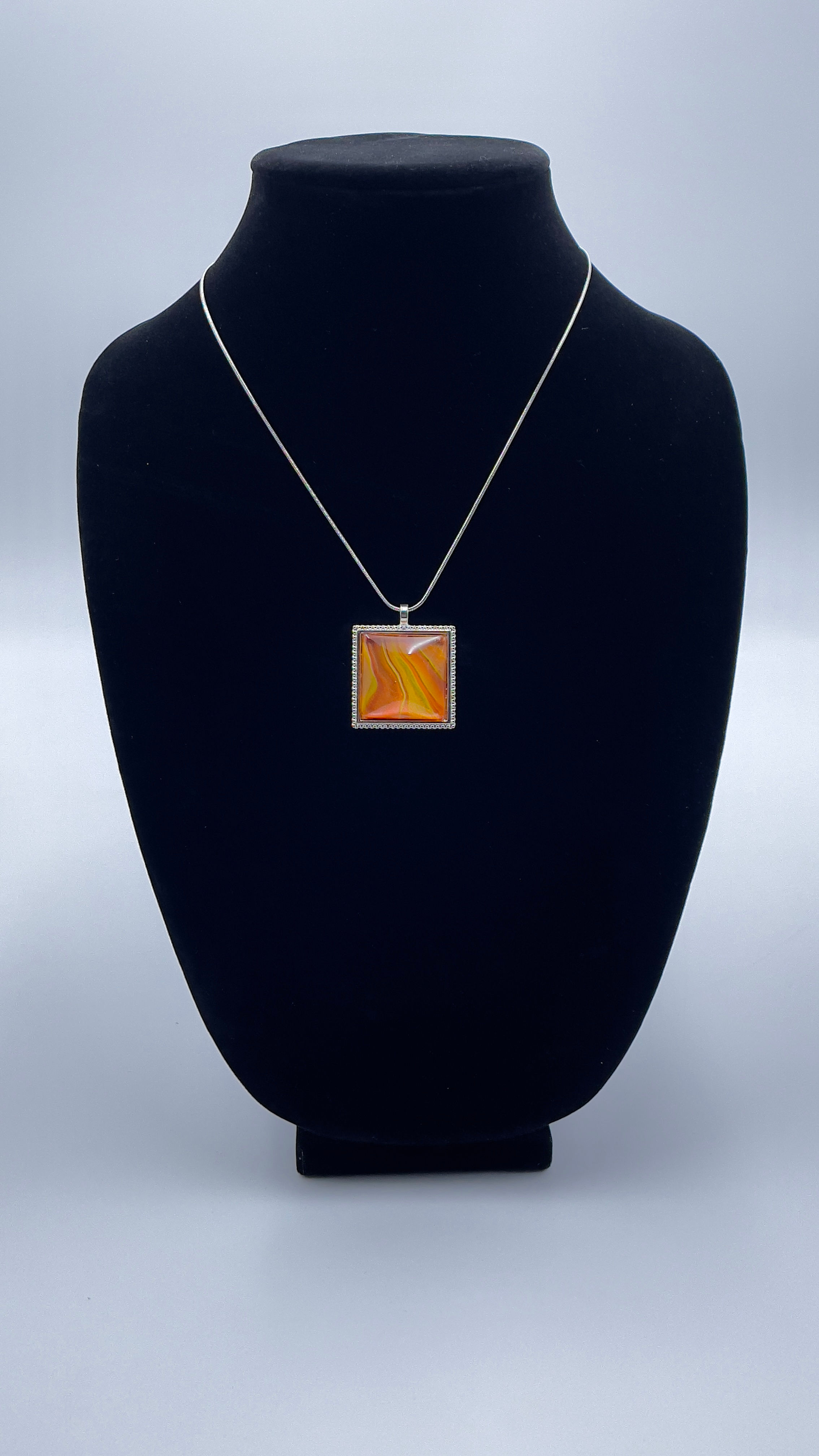 18" Painted Glass Cabochon Necklace