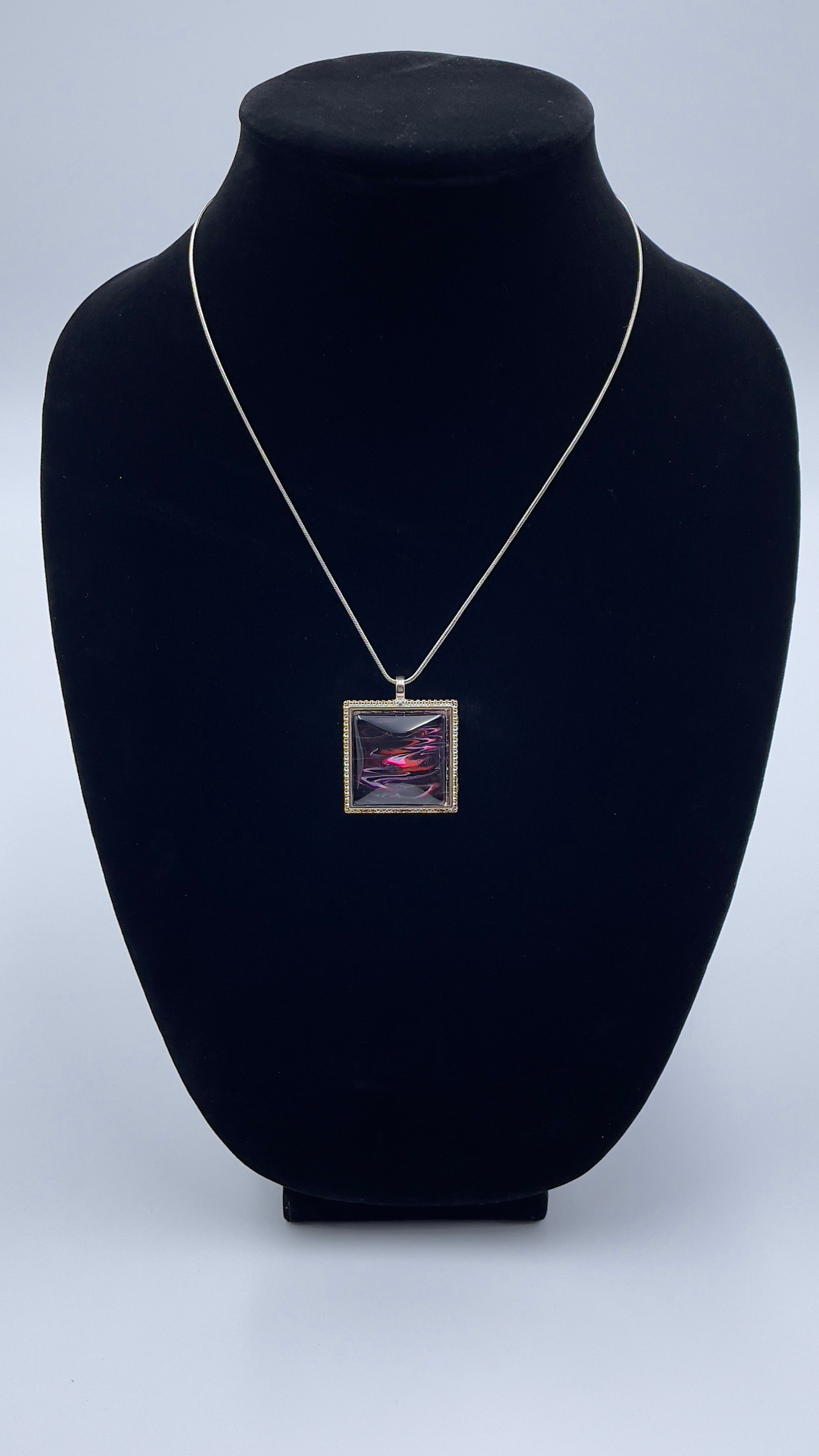 18" Painted Glass Cabochon Necklace