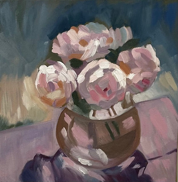 Peonies, Oil on Board