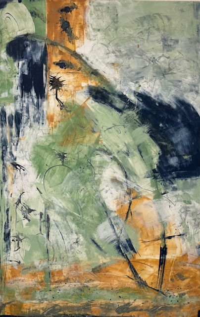 Playtime, Cold Wax and Oil on Board