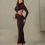 Miniatura: Vestido Suplex premium midi decote lateral com peça dourada