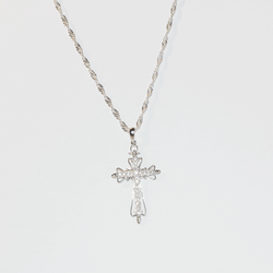 Decorative CZ Sterling Silver Cross Pendant
