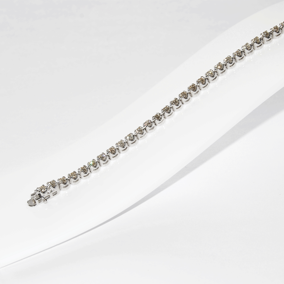 9ct White Gold and Natural Tennis Bracelet