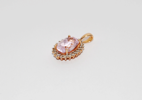 Pink Kunzite and Diamond Rose Gold Pendant