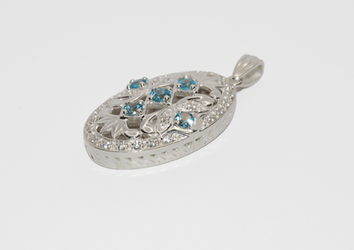 Blue Topaz Filigree Sterling Silver Pendant