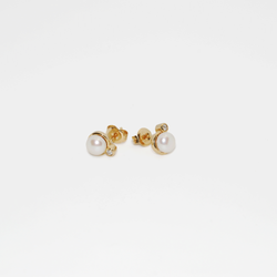 Pearl and Diamond Yellow Gold Studs