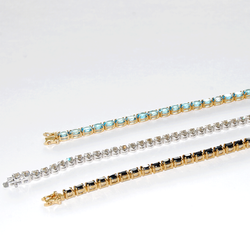 Dark Sapphire Yellow Gold Tennis Bracelet