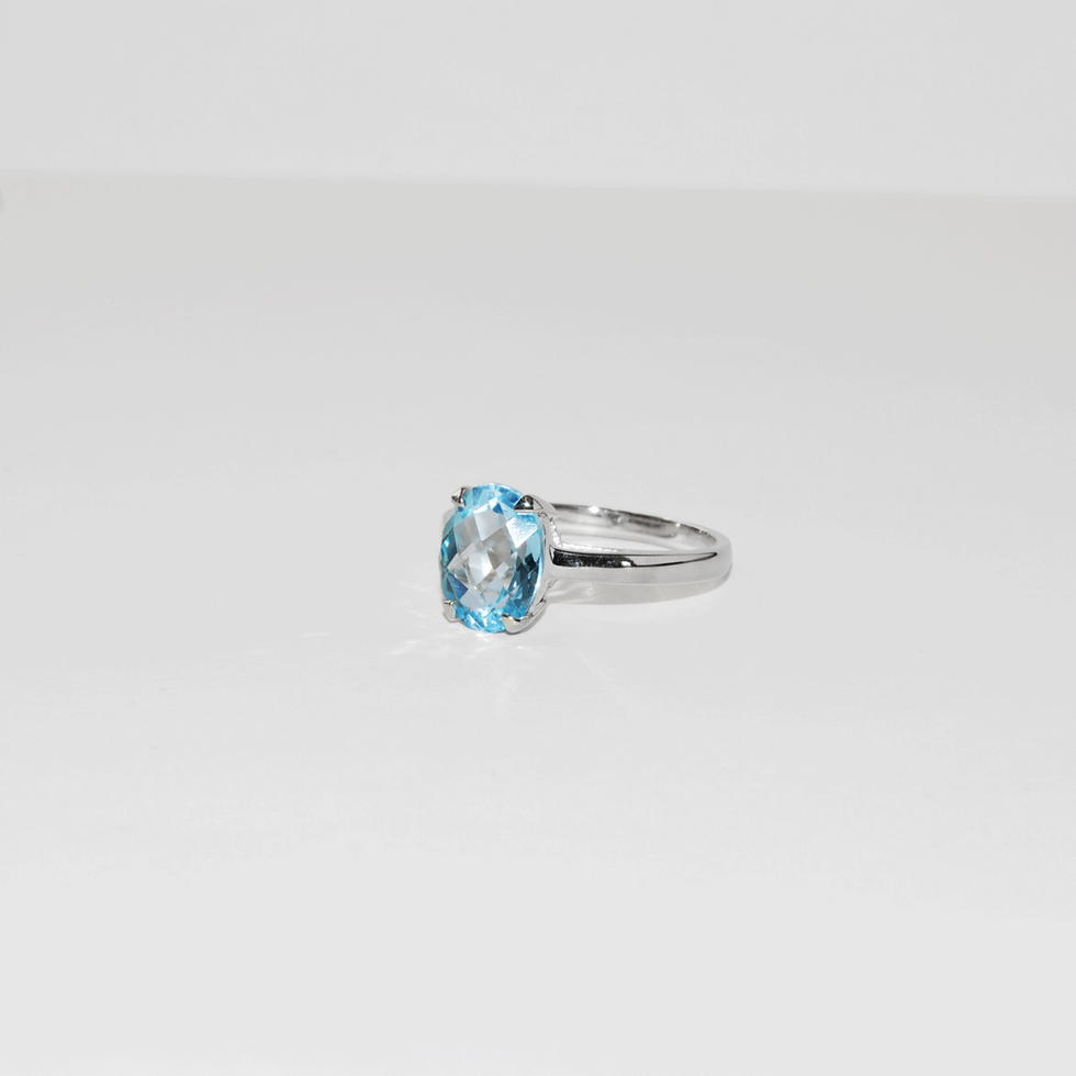 Blue Topaz Oval Sterling Silver Ring