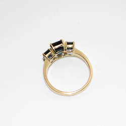 3 Stone London Blue Topaz Yellow Gold Ring