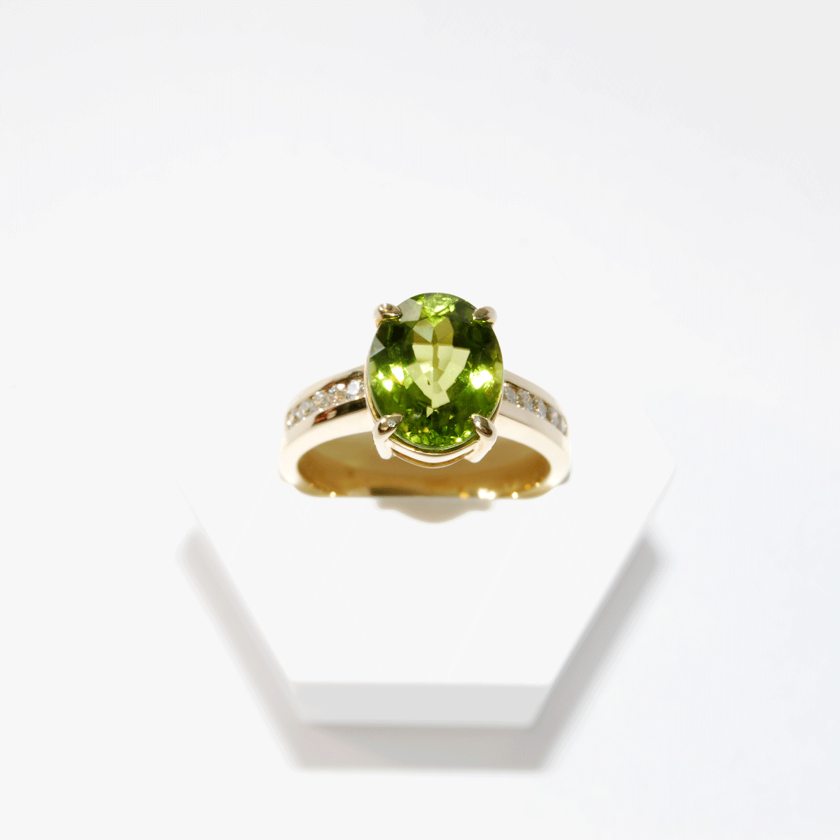 Peridot and Diamond Yellow Gold Ring