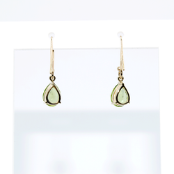 Pear Drop Peridot Yellow Gold Earrings