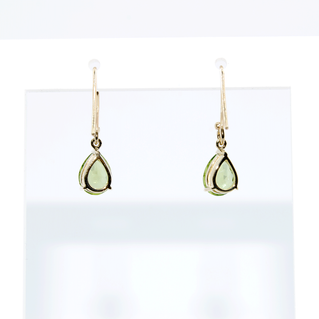 Pear Drop Peridot Yellow Gold Earrings