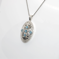 Blue Topaz Filigree Sterling Silver Pendant