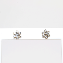 Diamond Flower Yellow Gold Studs