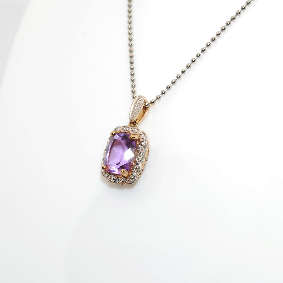 Amethyst and Diamond Yellow Gold Pendant