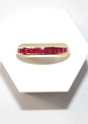 Ruby Channel Set Yellow Gold Band