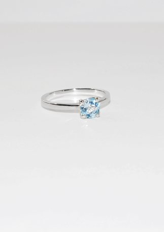 Round Sky Blue Topaz Sterling Silver Stacker Ring