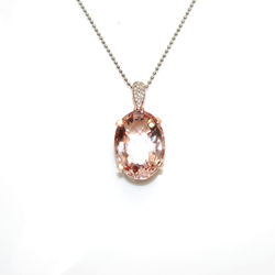 Big Oval Morganite Rose Gold Pendant