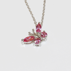 Pink Zirconia Butterfly Sterling Silver Pendant