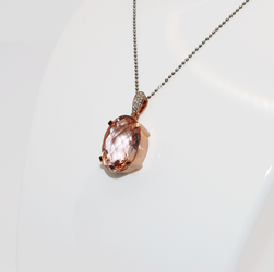 Big Oval Morganite Rose Gold Pendant