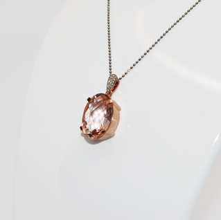 Big Oval Morganite Rose Gold Pendant