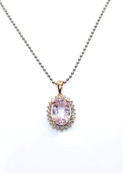 Pink Kunzite and Diamond Rose Gold Pendant