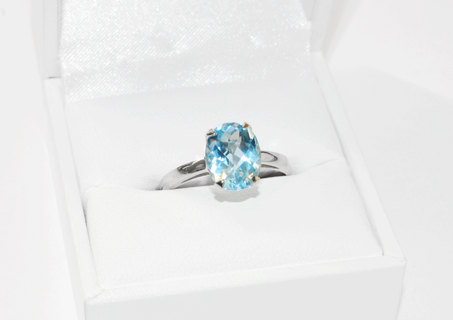 Blue Topaz Oval Sterling Silver Ring