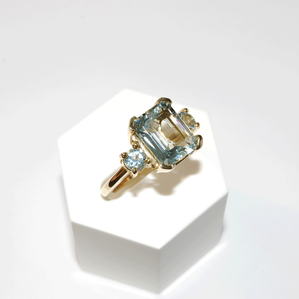 Aquamarine Yellow Gold Ring