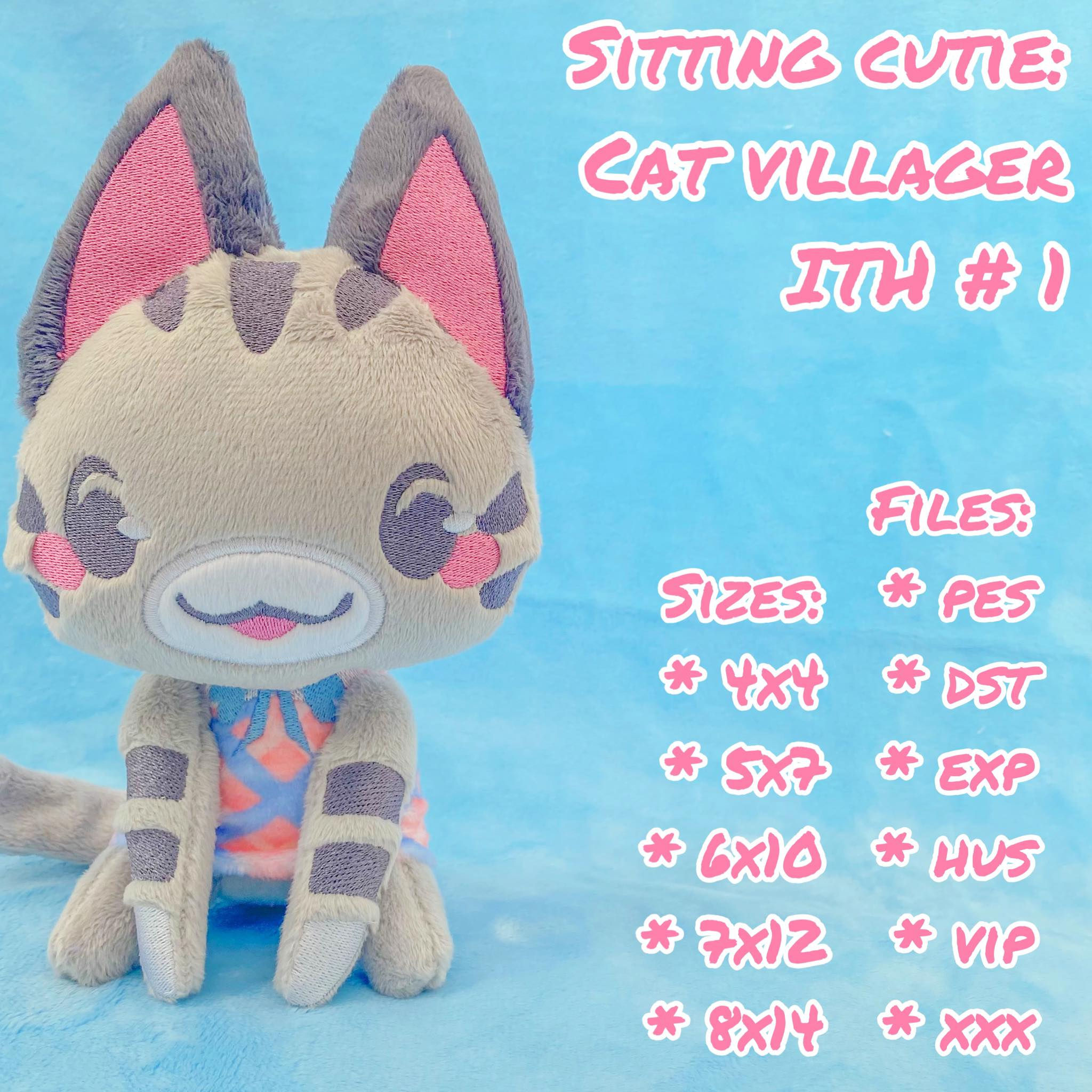 Sitting Cutie - ITH Cat Villager i Embroidery Plush Pattern