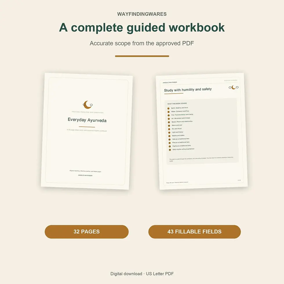 Ayurveda Daily Rhythm Workbook - workbook details