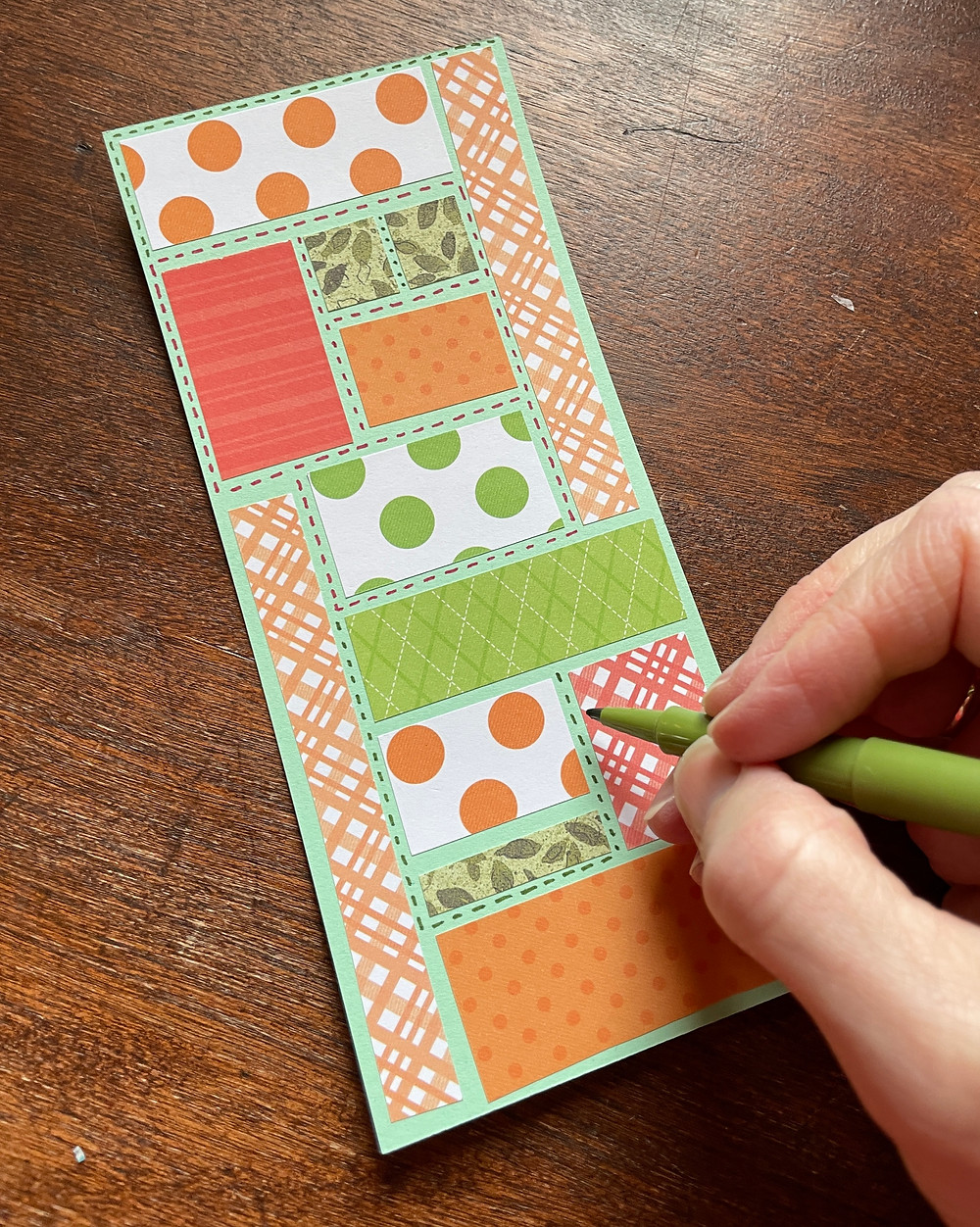 adding stitch lines to BQJ bookmark