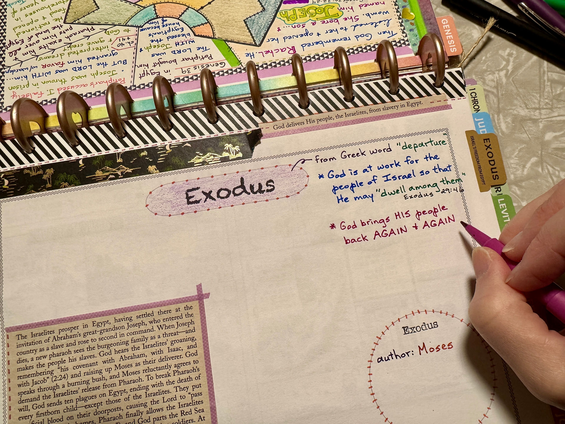 Exodus template, taking notes
