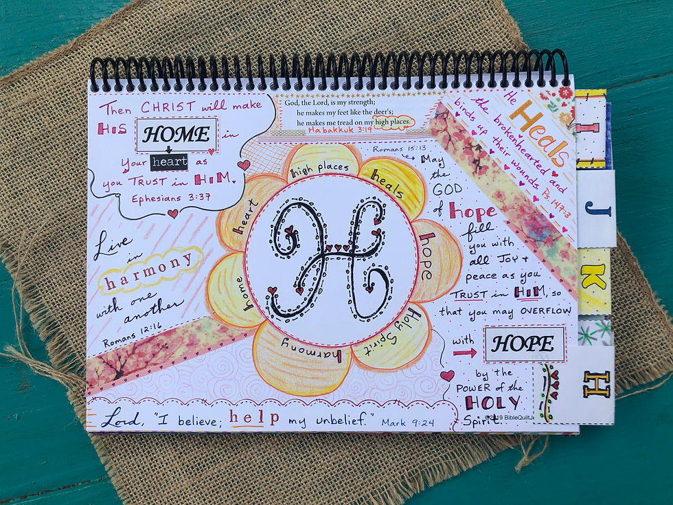 H page in ABC Bible Quilt Journal