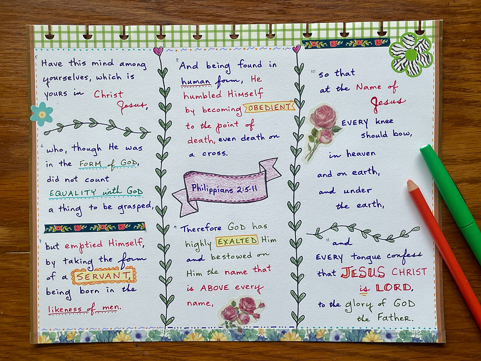 Philippians 2:5-11 on Banner with Vines Patchwork template