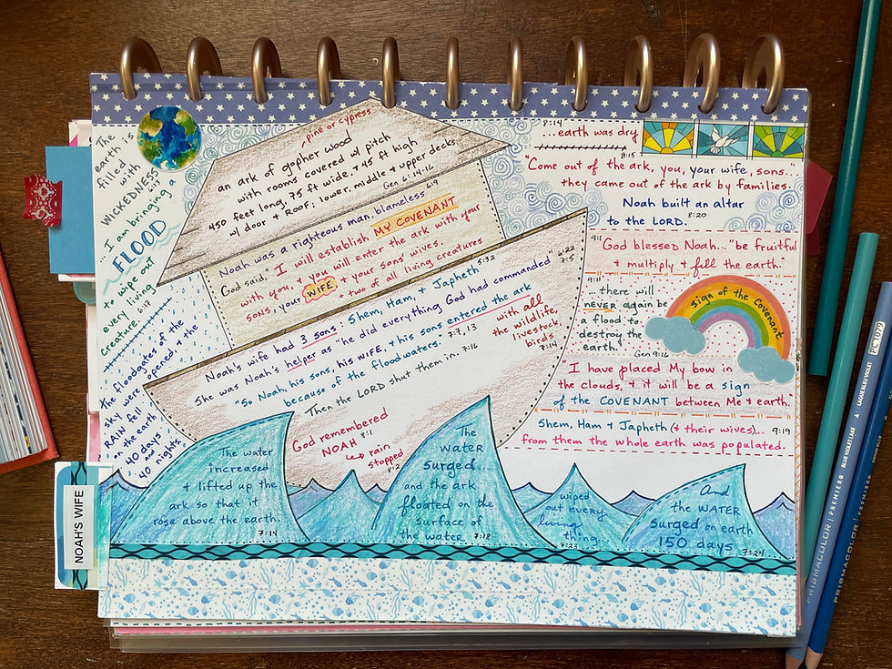 Bible Quilt Journal page on Noah's ark