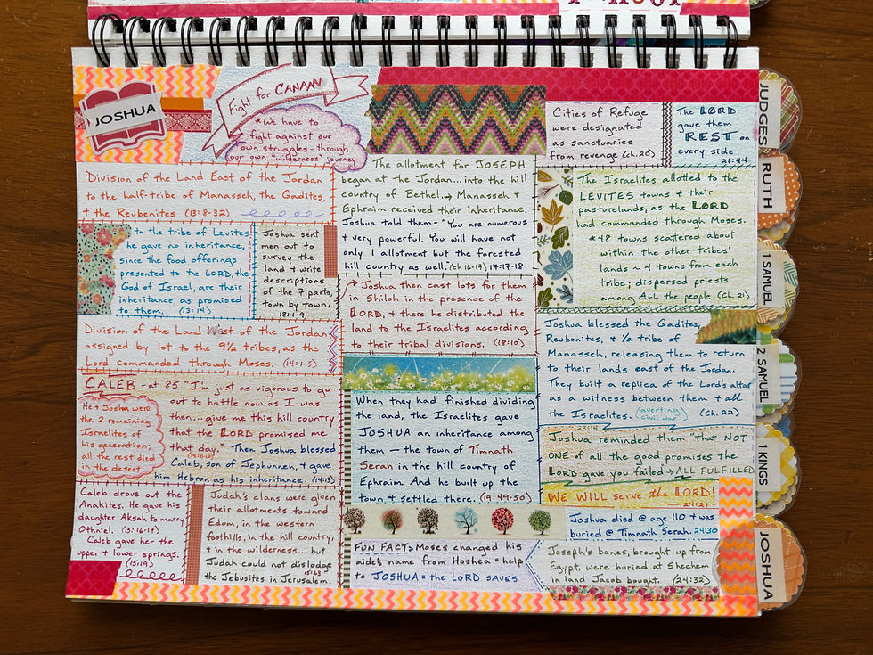 Joshua, pg 2, in Word Bible Quilt Journal