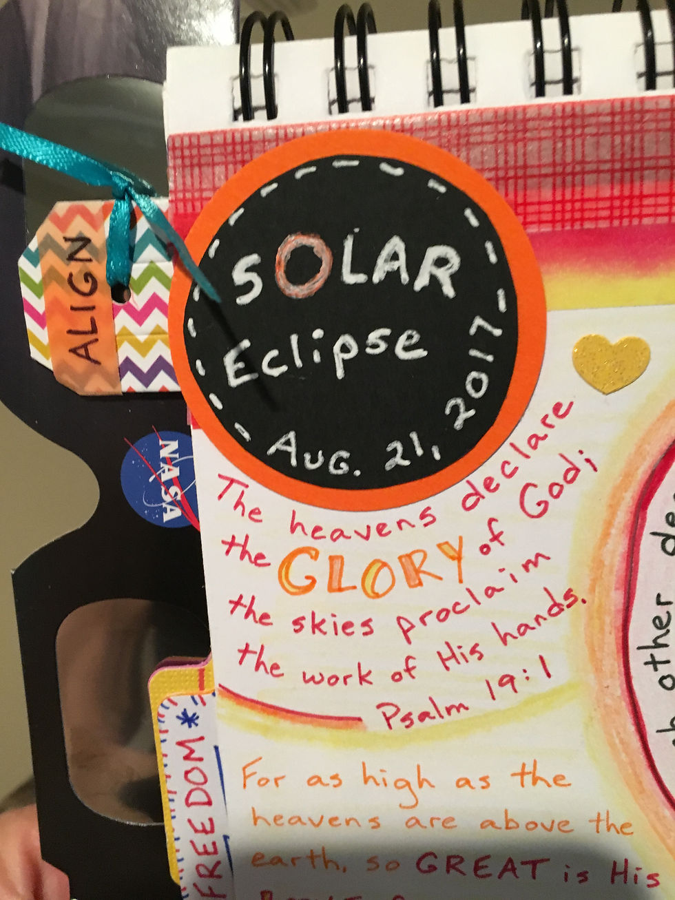 Alignment page in #biblequiltjournal about Solar Eclipse 2017