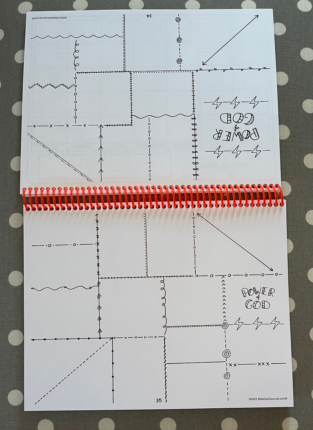 Power of God 2-page template spread in Monthly Bible Quilt Journal