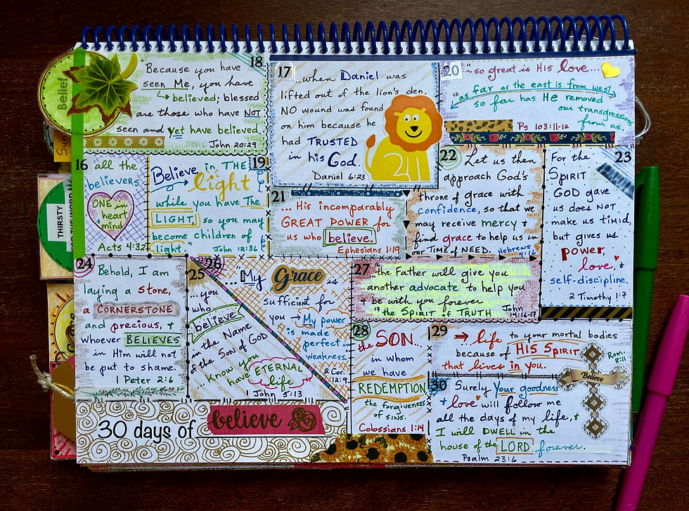 Belief verses in Monthly Bible Quilt journal, pg 2