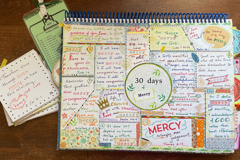 30 Days of Mercy, page 1 in Monthly Bible Quilt Journal